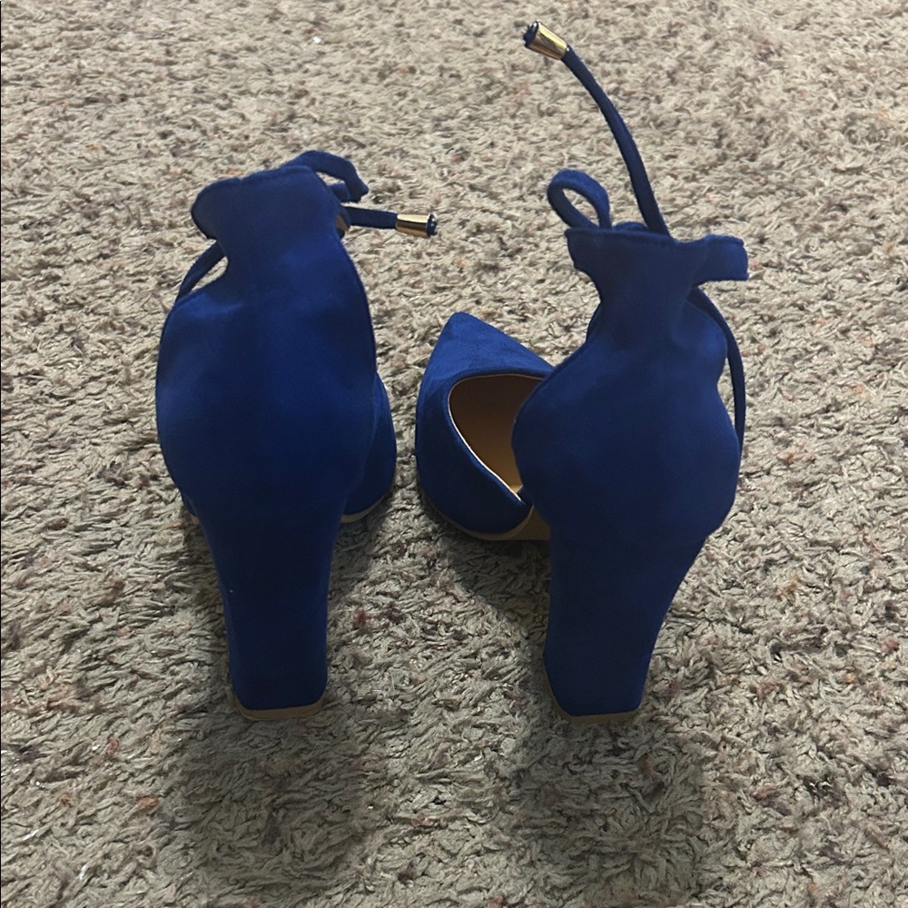 Zara Elegant Blue Lace-Up Heels - Picture 4 of 4